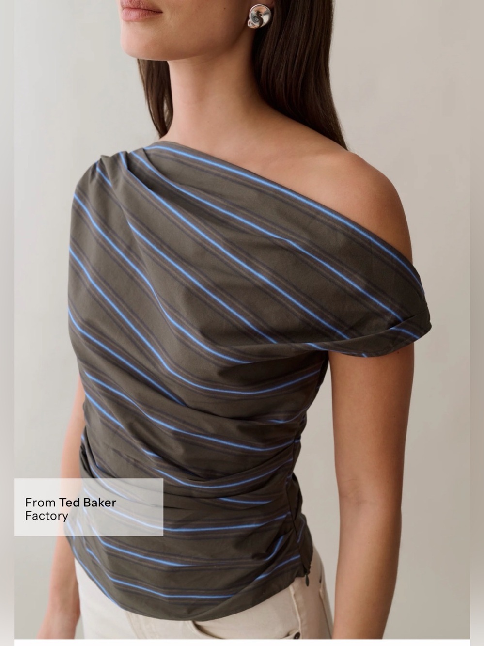 Few Moda Tashi Cotton Off Shoulder Striped Top Size 0 NWT